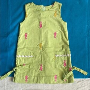 Girls Lilly Pulitzer Green Dress with Seahorse Embroidery